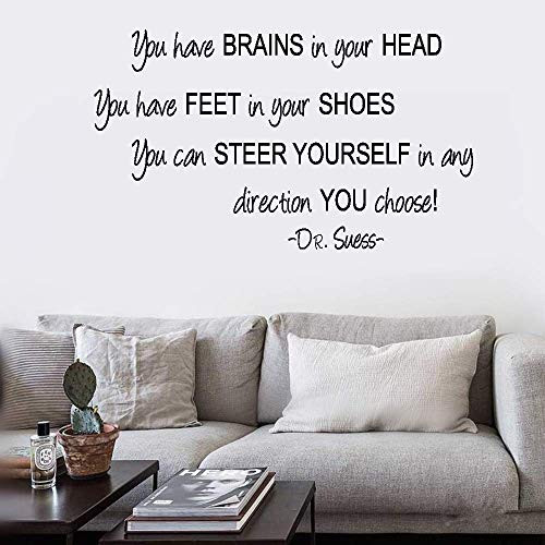 ikonan Vinyl Wall Decal Quote Stickers Home Decoration Wall Art Mural You Have Brains in Your Head You Have Feet in Your Shoes for Nursery Kids Room
