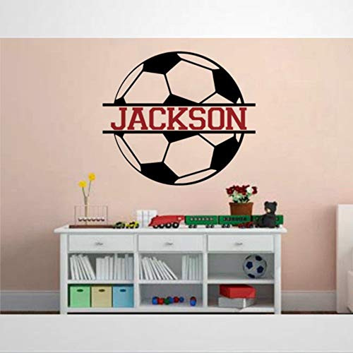 Custom Soccer Port Football Boy Kids Split Ball Name Mural Large Inch X Vinyl Wall Stickers  and  Murals - Art Wall Decal - Removable Home Decor Murals Poster for Bedroom  Living Room Nursery Indoor.