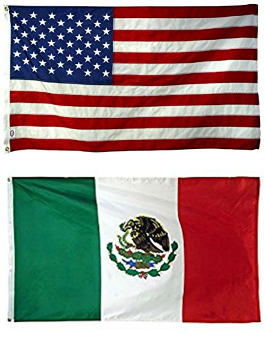 AES Wholesale Combo USA American  and  Mexico Mexican 12 inchx18 inch Polyester Flags