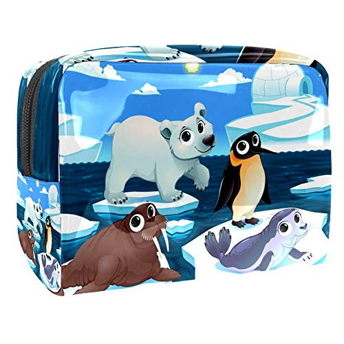 Polar Animal Walrus Seal Penguin PVC Zippered Toiletry Bags Travel Storage Pouch Cosmetic