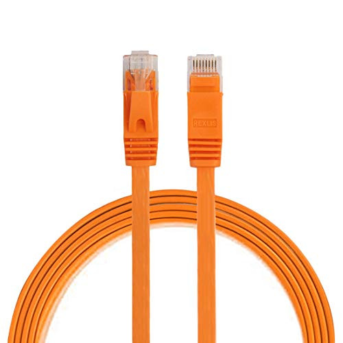 LM for 1m CAT6 Ultra-Thin Flat Ethernet Network LAN Cable  Patch Lead RJ45 -Black- 2021 New One -Color   Orange-