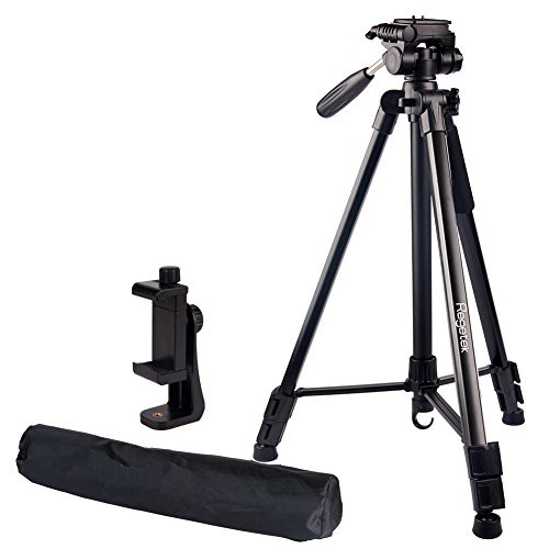 Regetek Travel Camera Tripod (Aluminum 63" Adjustable Camera Stand with Flexible head) -Portable Tripod for Canon Nikon Sony DV DSLR Camera Camcorder Gopro Action Cam/iPhone & Carry Bag & Phone Mount