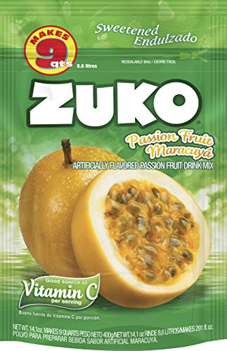 Zuko Passion Fruit Instant Powder Drink - Family Pack - No Sugar Needed - Vitamin C - 14.1 Ounce -Pack of 6-