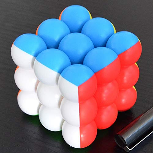 GLBS Creative 3x3x3 Round Bead Puzzle Cube Smooth Feel Racing Magic Cube Beginner Entertainment Decompression Speed Cube ABS Plastic Puzzle Magic Toy for Kids