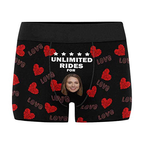 Custom Boxer Briefs for Men Unlimited Rides Love Underwear Shorts Personalized Face Boxers for Husband Gag Gift