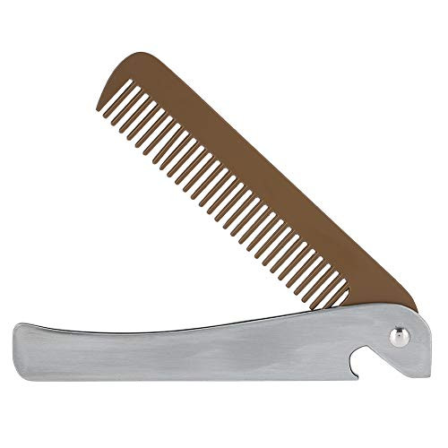 Portable Beard Comb  Lightweight Folding Mens Comb  Stainless Steel Rust-Resistant for Grooming Hair Mustache