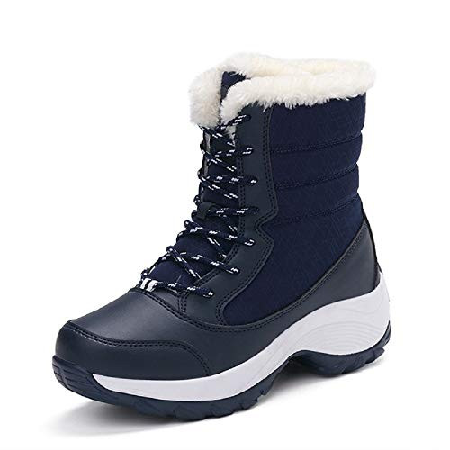 Dress First Women s Winter Warm Fur Lined Snow Boots Anti-Slip Waterproof Outdoor Snow Shoes Mid Calf Winter Snow Ankle Boots