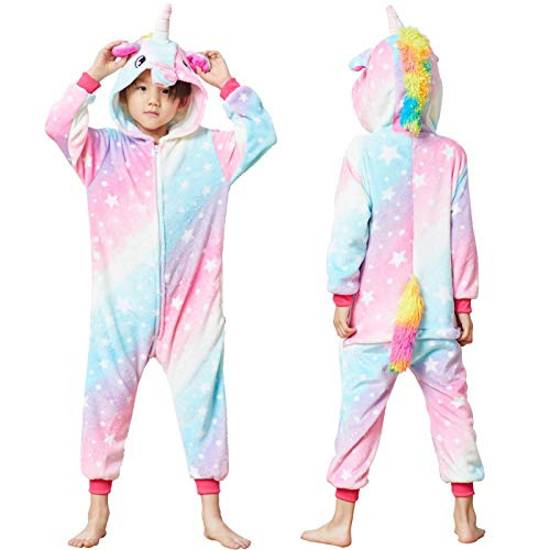 Colorful Unicorn Onesie Pajamas for Kids - Animal Costume for Halloween Cosplay