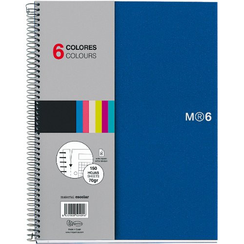 Miquelrius A5 Wirebound Notebook  6-Subject  Graph Paper  Blue -6 x 8 inches-