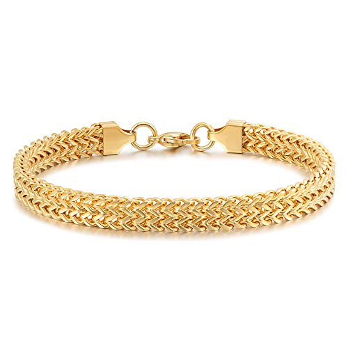 Mens Gold Chain Bracelet Link Chain Bracelet for Men Cuban Link Chain Bracelet Hip Hop Rapper Gold Chain Bracelet for Men -Gold-Stainless Steel 21.5- Mens Gold Chain Bracelet Link Chain Bracelet for Men Cuban Link Chain Bracelet Hip Hop Rapper Gold Chain Bracelet for Men -Gold-Stainless Steel 21.5-