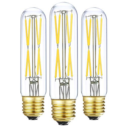 T10 Led Bulb  8W Dimmable Led Tubular Bulbs  75-100 Watt Incandescent Bulb Equivalent 4000K Daylight  850lm  Clear Glass  E26 Base Lamp Bulb  for Cabinet Display Cabinet etc No Flicker 3 Pack.