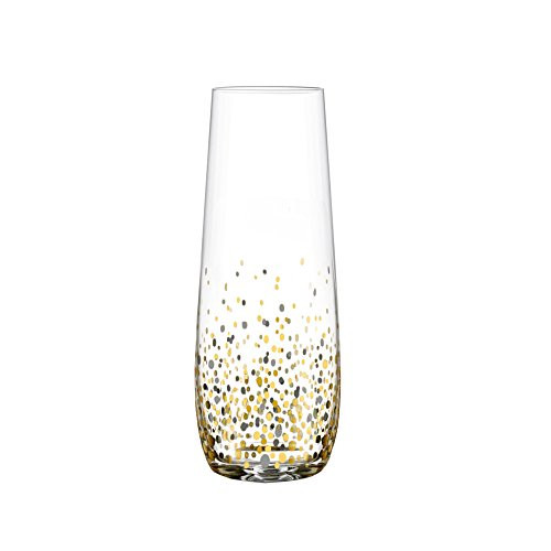 Fitz and Floyd Confetti Stemless Flutes (Set of 4), Black/Gold