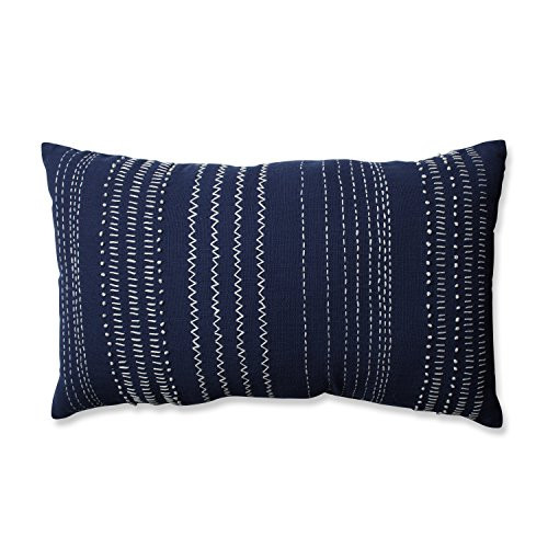 Pillow Perfect Tribal Stitches Rectangular Throw Pillow, Navy/White