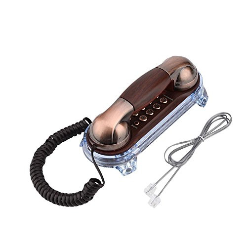 Ymiko Antique Retro Wall Mounted Vintage Telephone Corded Phone Landline Fashion Telephone for Home Hotel -red Bronze-