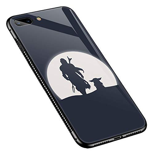 iPhone 8 Plus Case White Moon Reflection iPhone 7 Plus Case Pattern Design Shockproof Non-Slip Tempered Glass Case for Apple iPhone 8 Plus 7 Plus