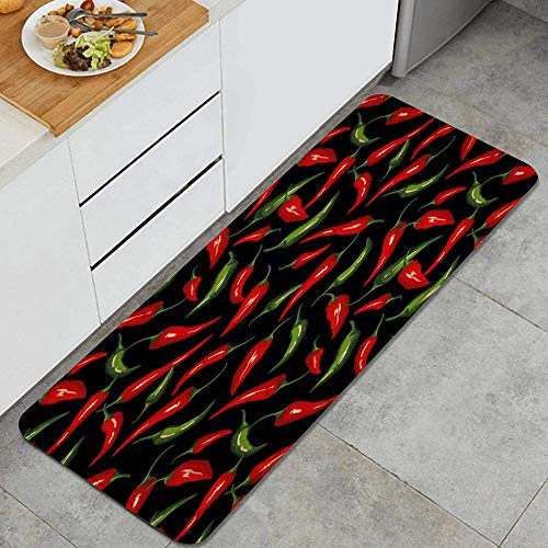 VAMIX Chili Peppers Anti Fatigue Kitchen Mat Comfort Floor Mats Non-Slip Oil Stain Resistant Easy to Clean Kitchen Rug for Domestic or Kitchen VAMIX Chili Peppers Anti Fatigue Kitchen Mat Comfort Floor Mats Non-Slip Oil Stain Resistant Easy to Clean Kitchen Rug for Domestic or Kitchen