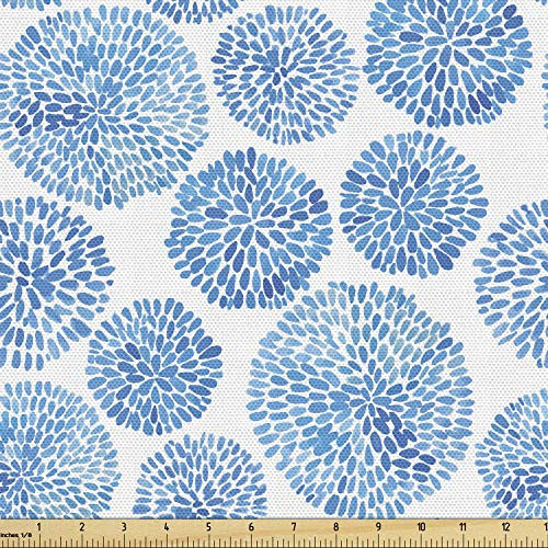 Ambesonne Watercolor Fabric by The Yard  Japanese Flower Circle Petal Pattern Spring Inspired Hand Drawn Eastern  Decorative Fabric for Upholstery and Home Accents  Sky Blue