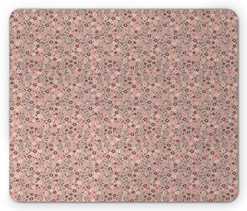 Ambesonne Floral Mouse Pad  Spring Petal Swirled Branch Blossom Nature Beauty Essence Vibrant Image  Rectangle Non-Slip Rubber Mousepad  Standard Size  Mauve Salmon Dried Rose