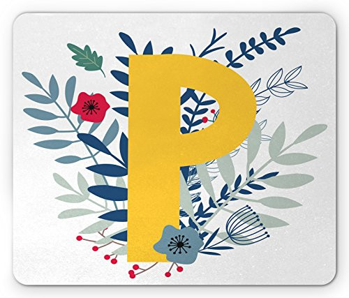Lunarable Monogram Mouse Pad  English Letter P with Leafage and Poppies Backdrop ABC Sign in The Spring Season  Standard Size Rectangle Non-Slip Rubber Mousepad  Multicolor Lunarable Monogram Mouse Pad  English Letter P with Leafage and Poppies Backdrop ABC Sign in The Spring Season  Standard Size Rectangle Non-Slip Rubber Mousepad  Multicolor