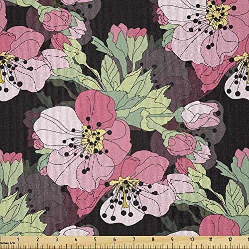 Lunarable Floral Fabric by The Yard Flourishing Cherry Blossom Flowers and Buds Japanese Nature Sakura Inflorescence Microfiber Fabric for Arts and Crafts Textiles and Decor 1 Yard Multicolor Lunarable Floral Fabric by The Yard Flourishing Cherry Blossom Flowers and Buds Japanese Nature Sakura Inflorescence Microfiber Fabric for Arts and Crafts Textiles and Decor 1 Yard Multicolor