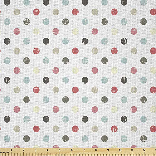 Lunarable Polka Dots Fabric by The Yard  Soft Pastel Colored Polka Dots on Nursery Geometric Shape Hoop Themed Print  Microfiber Fabric for Arts and Crafts Textiles  and  Decor  1 Yard  Multicolor