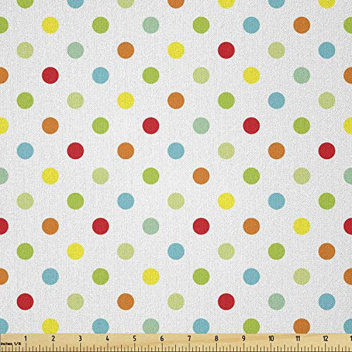 Lunarable Polka Dots Fabric by The Yard  Popular Polka Dots with Different Colored Romantic Details Diagonal Patches  Microfiber Fabric for Arts and Crafts Textiles  and  Decor  1 Yard  Multicolor