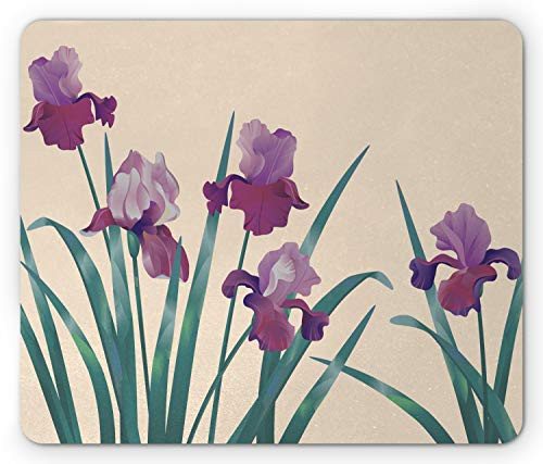 Lunarable Spring Mouse Pad  Lilac Gardening Flowers Illustration Botanical Blossoms  Rectangle Non-Slip Rubber Mousepad  Standard Size  Champagne Dried Rose