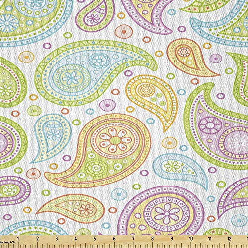 Lunarable Paisley Fabric by The Yard Middle Eastern Leaves Flowers Pattern Ornamental Bohemian Traditional Microfiber Fabric for Arts and Crafts Textiles and Decor 1 Yard Multicolor Lunarable Paisley Fabric by The Yard Middle Eastern Leaves Flowers Pattern Ornamental Bohemian Traditional Microfiber Fabric for Arts and Crafts Textiles and Decor 1 Yard Multicolor