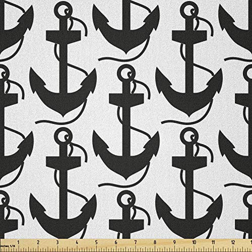 Lunarable Anchor Fabric by The Yard Repetitive Nautical Rope Maritime on Plain Background Illustration Microfiber Fabric for Arts and Crafts Textiles and Decor 1 Yard Charcoal Grey and White Lunarable Anchor Fabric by The Yard Repetitive Nautical Rope Maritime on Plain Background Illustration Microfiber Fabric for Arts and Crafts Textiles and Decor 1 Yard Charcoal Grey and White