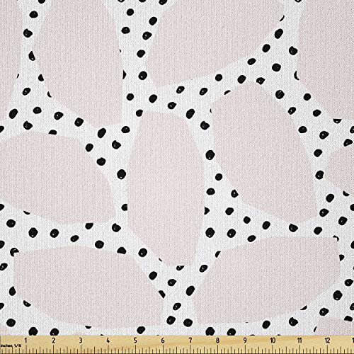 Lunarable Abstract Fabric by The Yard  Repetitive Random Brush Strokes Motif Print on Plain Backdrop  Microfiber Fabric for Arts and Crafts Textiles  and  Decor  1 Yard  Charcoal Grey Baby Pink