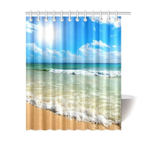 FMSHPON Summer Beach Blue Sea Palm Tree Sunshine Waterproof Polyester Fabric Shower Curtain 60 x 72 Inches FMSHPON Summer Beach Blue Sea Palm Tree Sunshine Waterproof Polyester Fabric Shower Curtain 60 x 72 Inches