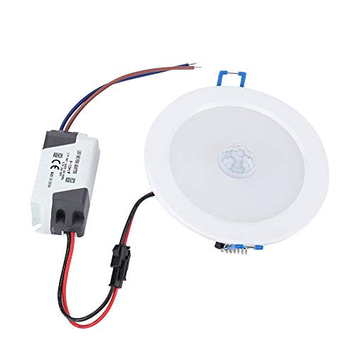 CHICIRIS Infrared Motion Sensor LED Downlight with Junction Box  9W Cool White Human Body Induction Recessed Lamp Round Flush Mounted Ceiling Light for Living Room Bedroom AC85-265V-Cold White-