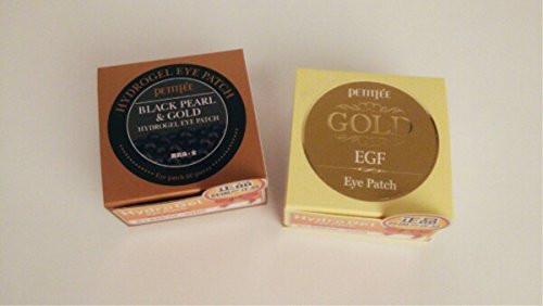 PETITFEE Eye Patch 2pcs Set -Black Pearl  and  Gold 60 sheet  Plus  Gold  and  EGF 60 sheet-