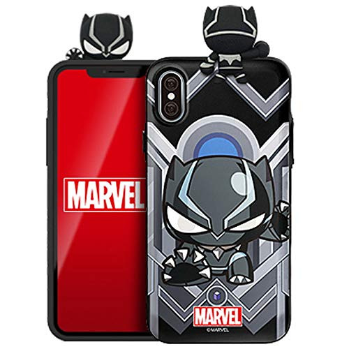 Figure Mirror Card Case with Avengers Character for Apple iPhone 11 -Black Panther-