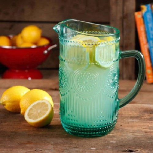 The Pioneer Woman Adeline 1.59-Liter Glass Pitcher, Turquoise