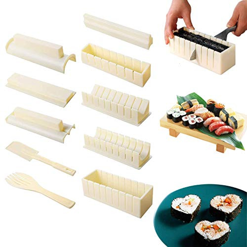 Yrcont Sushi Making Kit for Beginners 10 Pieces Complete Sushi Maker Tool Set 10pcs DIY Plastic Sushi Maker Mold for Making Rice Roll Sushi Rolls with 8 Pattern Molds Fork Spatula Yrcont Sushi Making Kit for Beginners 10 Pieces Complete Sushi Maker Tool Set 10pcs DIY Plastic Sushi Maker Mold for Making Rice Roll Sushi Rolls with 8 Pattern Molds Fork Spatula