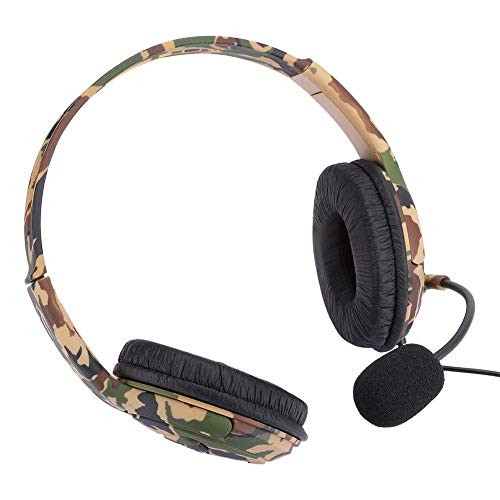 Simlug Thicken Artificial Leather Gaming Headphone  Head-Mounted Headset  Green Camouflage Headset for Music Lovers Game Lovers