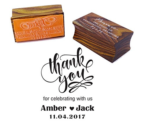 Thank You Save The Date Wedding Invitation Stamp Custom Wood Mounted Rubber Stamp