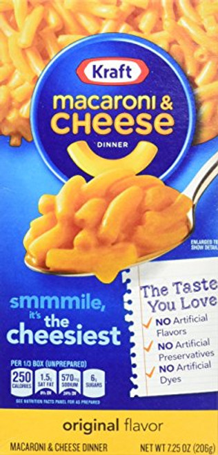 Kraft Macaroni  and  Cheese  Original  7.25 Ounce Boxes -Pack of 8-