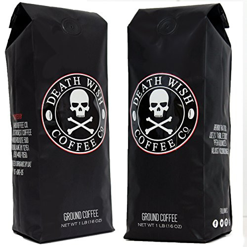 Death Wish Ground Coffee Bundle Deal, The World's Strongest Coffee, Fair Trade and USDA Certified Organic - 2 lb Death Wish Ground Coffee Bundle Deal, The World's Strongest Coffee, Fair Trade and USDA Certified Organic - 2 lb