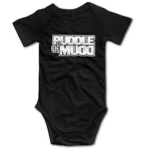 Ebony and Hill Cotton 3D Printed Cool Soft Customized Micro-Elastic Puddle of Mudd Logo Creeper Short Sleeves Baby Bodysuits Onesies Rompers for Baby Girls Black 12 Months