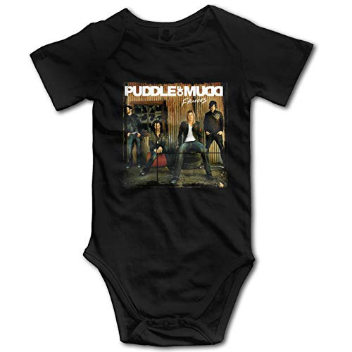Ebony and Hill Cotton 3D Printing Cool Soft DIY Micro-Elastic Puddle of Mudd Famous Infant Short Sleeves Baby Bodysuits Jumpsuit Rompers for Baby Girls Black 0-3 Months