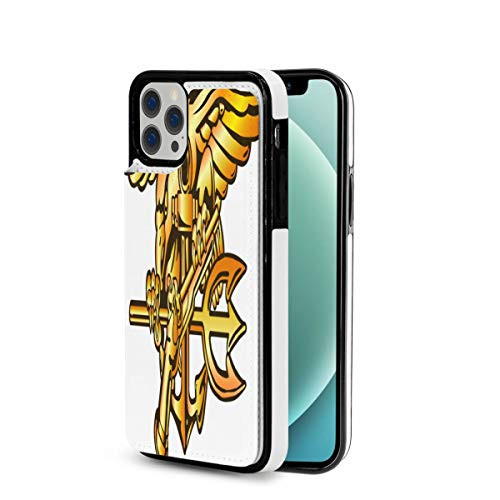 Us Navy Trident Seal Compatible with iPhone 12 iPhone 12 pro Case  Premium Real Leather Case  Scratch Resistant  Slim Full Protective Phone Case for iPhone