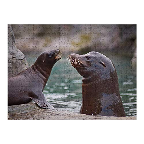 Cartoon Seal - 500 Piece Wooden Jigsaw Puzzle  Multi  Perfect for Kids and Adults Intellectual Game Learning Education Decompression Toys  15x19.6Inch