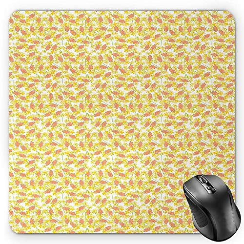 BGLKCS Botanical Mouse Pad  Hand Drawn Flowers with Fresh Spring Leaves Traditional Blossoming Nature Image  Standard Size Rectangle Non-Slip Rubber Mousepad  Multicolor