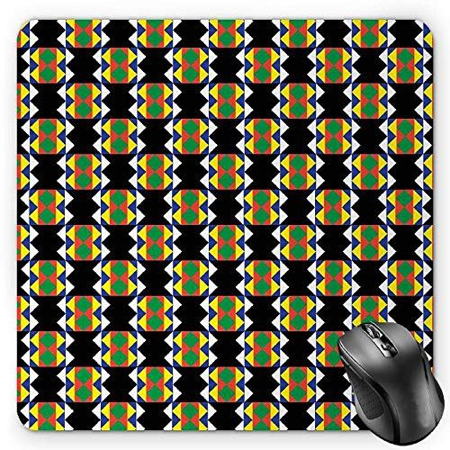 BGLKCS Kente Pattern Mouse Pad  South African Ethnic Zulu Design with Triangle Details Funky and Primitive  Standard Size Rectangle Non-Slip Rubber Mousepad  Multicolor