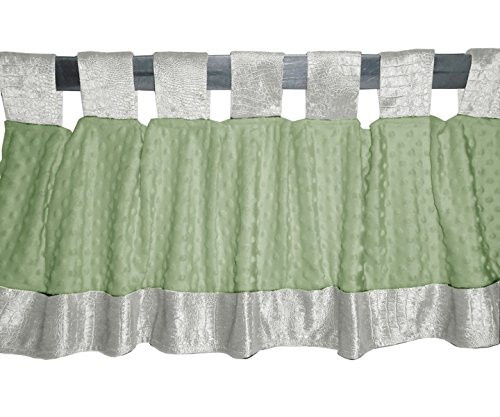 Baby Doll Bedding Croco Minky Window Valance, Ivory/Sage