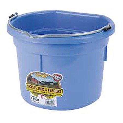 LITTLE GIANT Flat-Back Dura-Flex Plastic Bucket  8-Quart  Berry Blue
