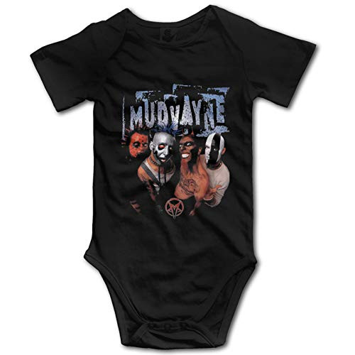 Cotton 3D Printed Novely Soft Custom Micro-Elastic Mudvayne Newborn Short -Sleeve Baby Bodysuits Jumpsuit Rompers for Baby Boys Black 18 Months
