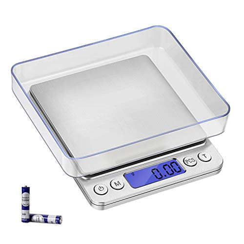 LOVUMMOR Digital Kitchen Scale 500g 0.01g Small Pocket Jewelry Scale Cooking Food Scale Weight Gram and Oz with Back-Lit LCD Display 2 Trays 6 Units Auto Off Tare PCS Function Stainless Steel LOVUMMOR Digital Kitchen Scale 500g 0.01g Small Pocket Jewelry Scale Cooking Food Scale Weight Gram and Oz with Back-Lit LCD Display 2 Trays 6 Units Auto Off Tare PCS Function Stainless Steel